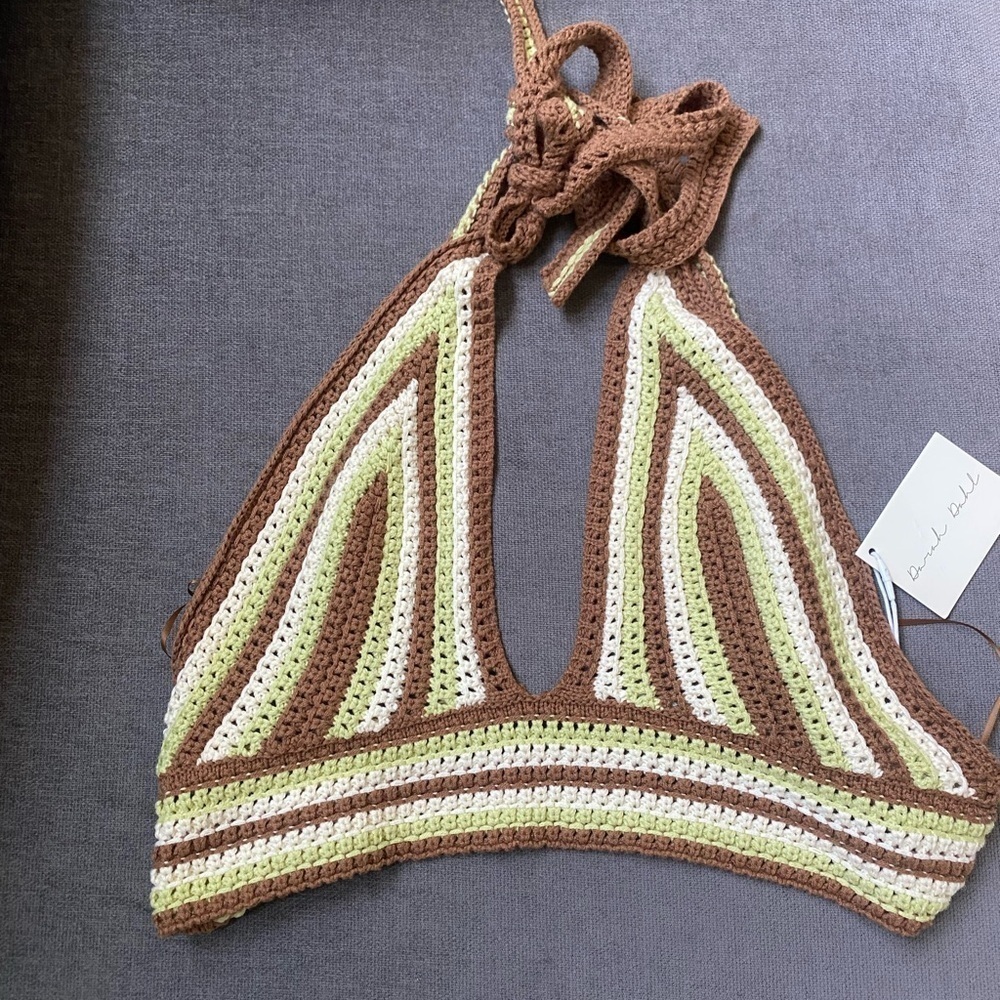 NWT Darah Dahl Nina Crochet Knit Halter Top Sz M/L